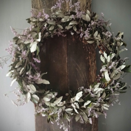 Zomer krans met steeneik/limonium