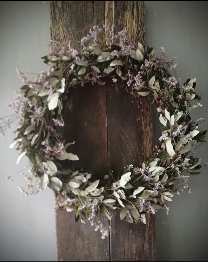 Zomer krans met steeneik/limonium